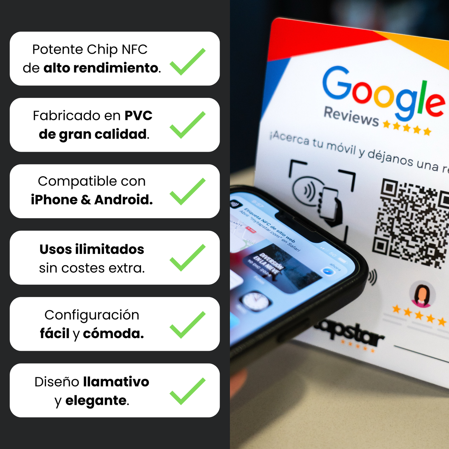 Expositor Reseñas Google NFC y QR